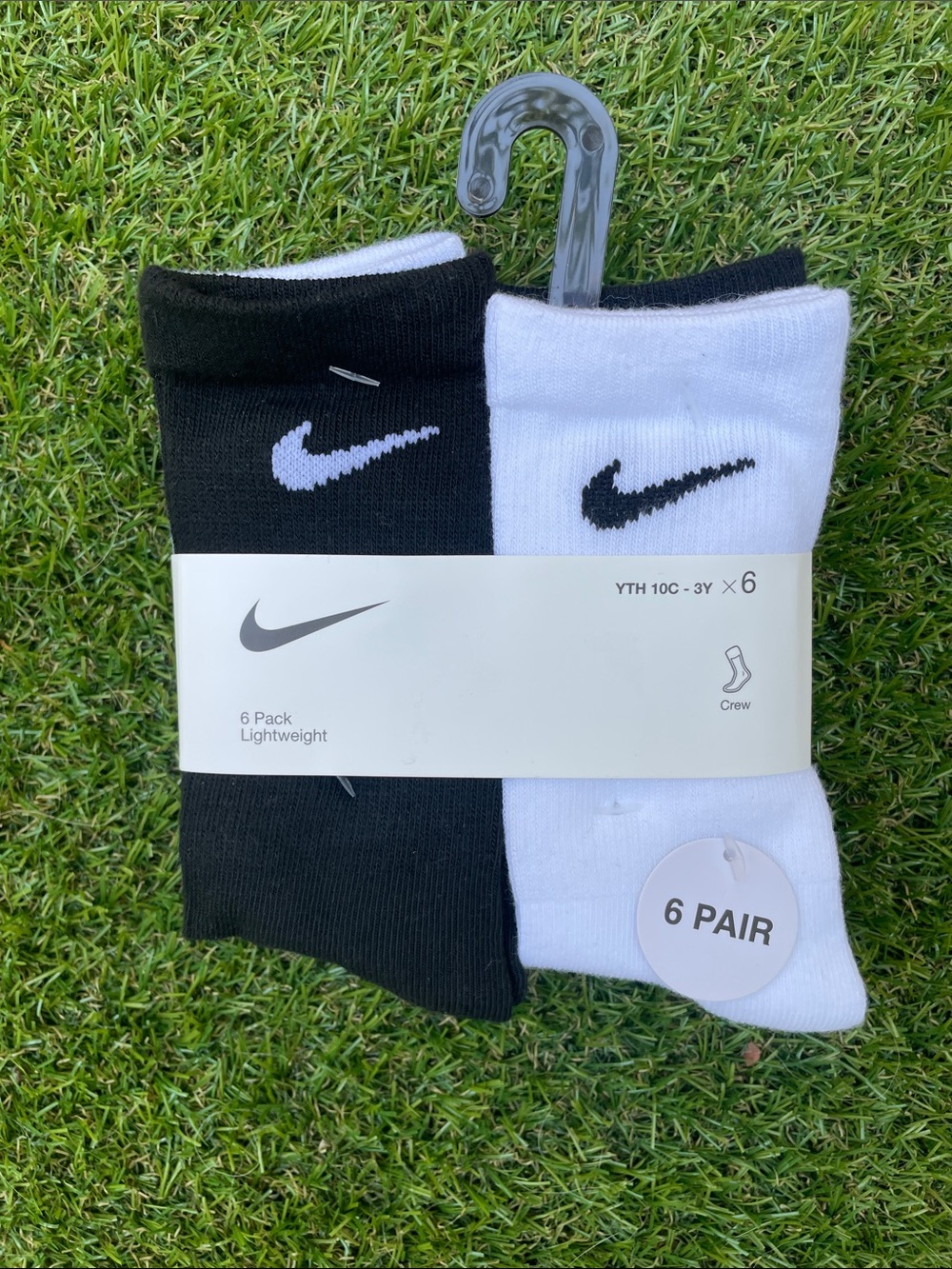 Nike Men’s Crew Socks 6-Pack - Black & White Swoosh